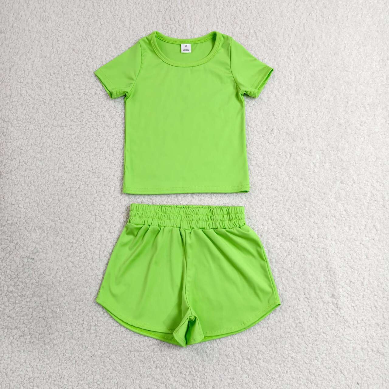 RTS NO MOQ Sibling yoga fabric cotton Baby Girls Cute Short Sleeve Tee Sport Shorts Two Piece Active Outfit