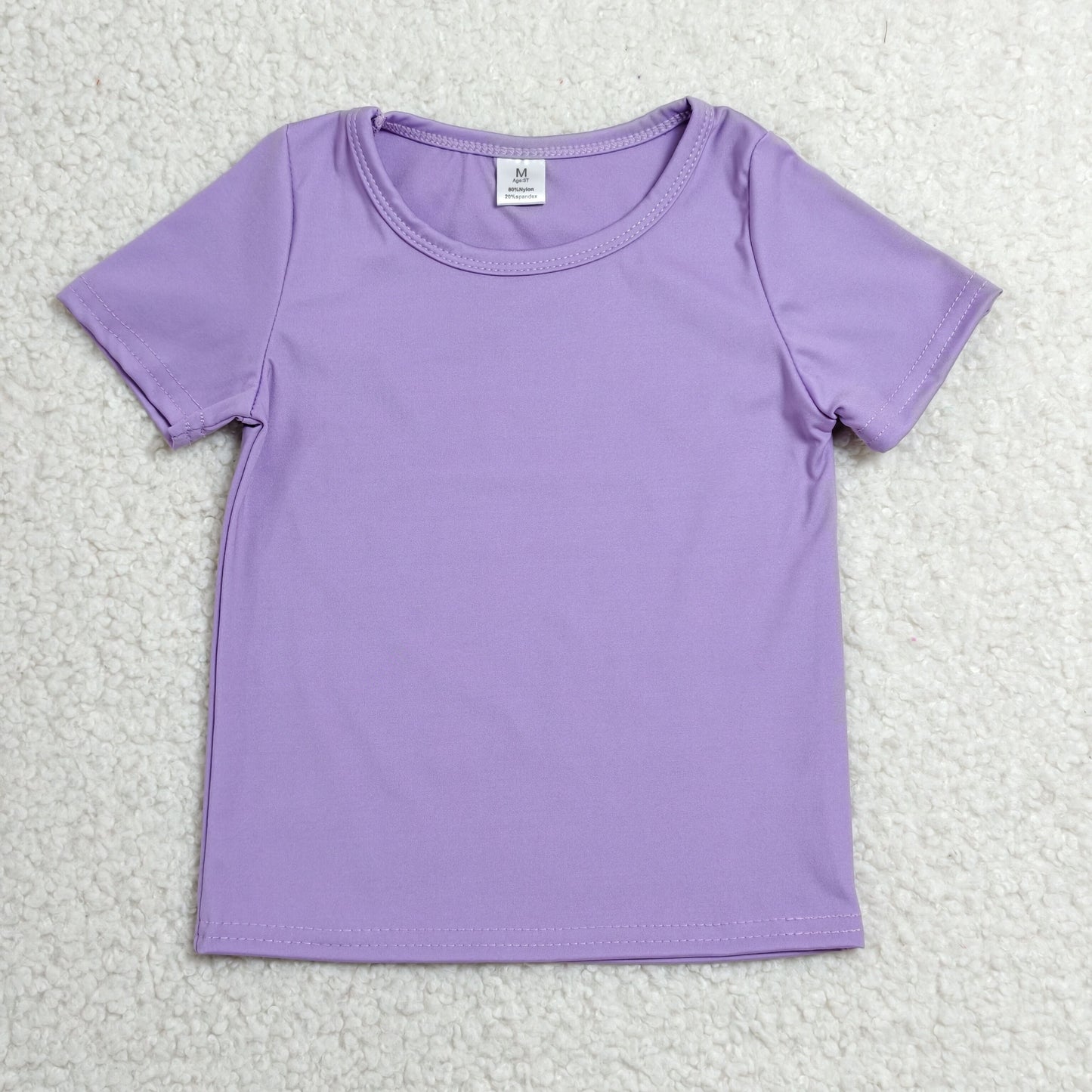 RTS NO MOQ yoga fabric cotton GT1638 Baby Girls Purple Summer Short Sleeve Yoga Active T-shirts Top