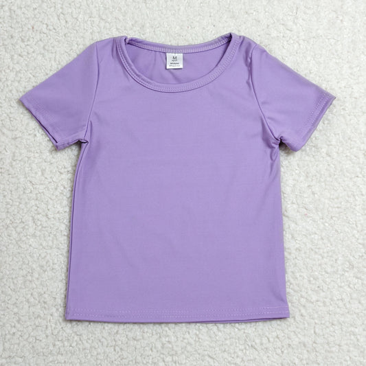 RTS NO MOQ yoga fabric cotton GT1638 Baby Girls Purple Summer Short Sleeve Yoga Active T-shirts Top