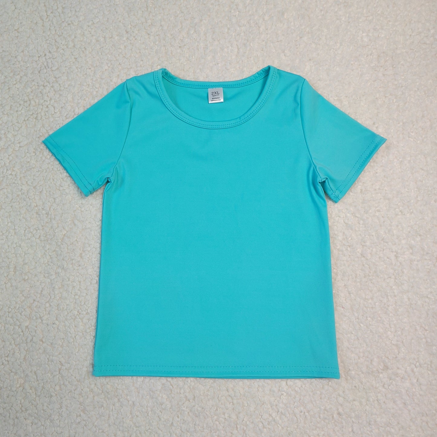 NEW RTS NO MOQ Yoga GT1640 Baby Girls Aqua Blue Short Sleeve Yoga Active T-shirts Top