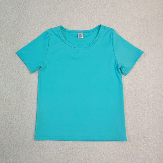 NEW RTS NO MOQ Yoga GT1640 Baby Girls Aqua Blue Short Sleeve Yoga Active T-shirts Top
