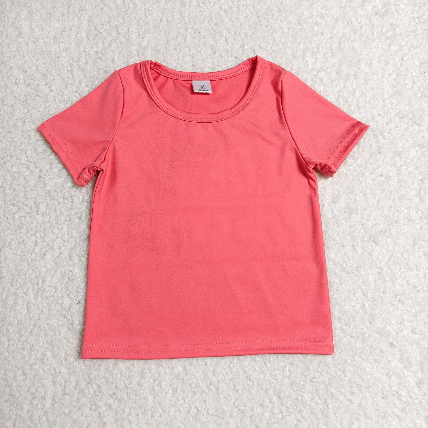 RTS NO MOQ yoga fabric cotton GT1641 Baby Girls Pink Short Sleeve Yoga Active T-shirts Summer Top