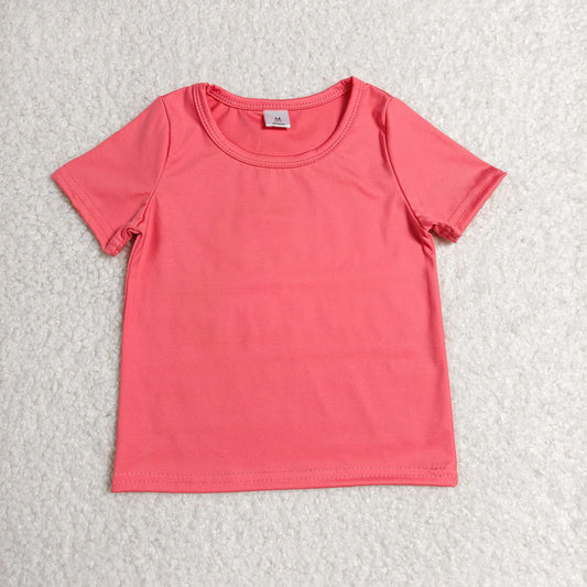 RTS NO MOQ yoga fabric cotton GT1641 Baby Girls Pink Short Sleeve Yoga Active T-shirts Summer Top