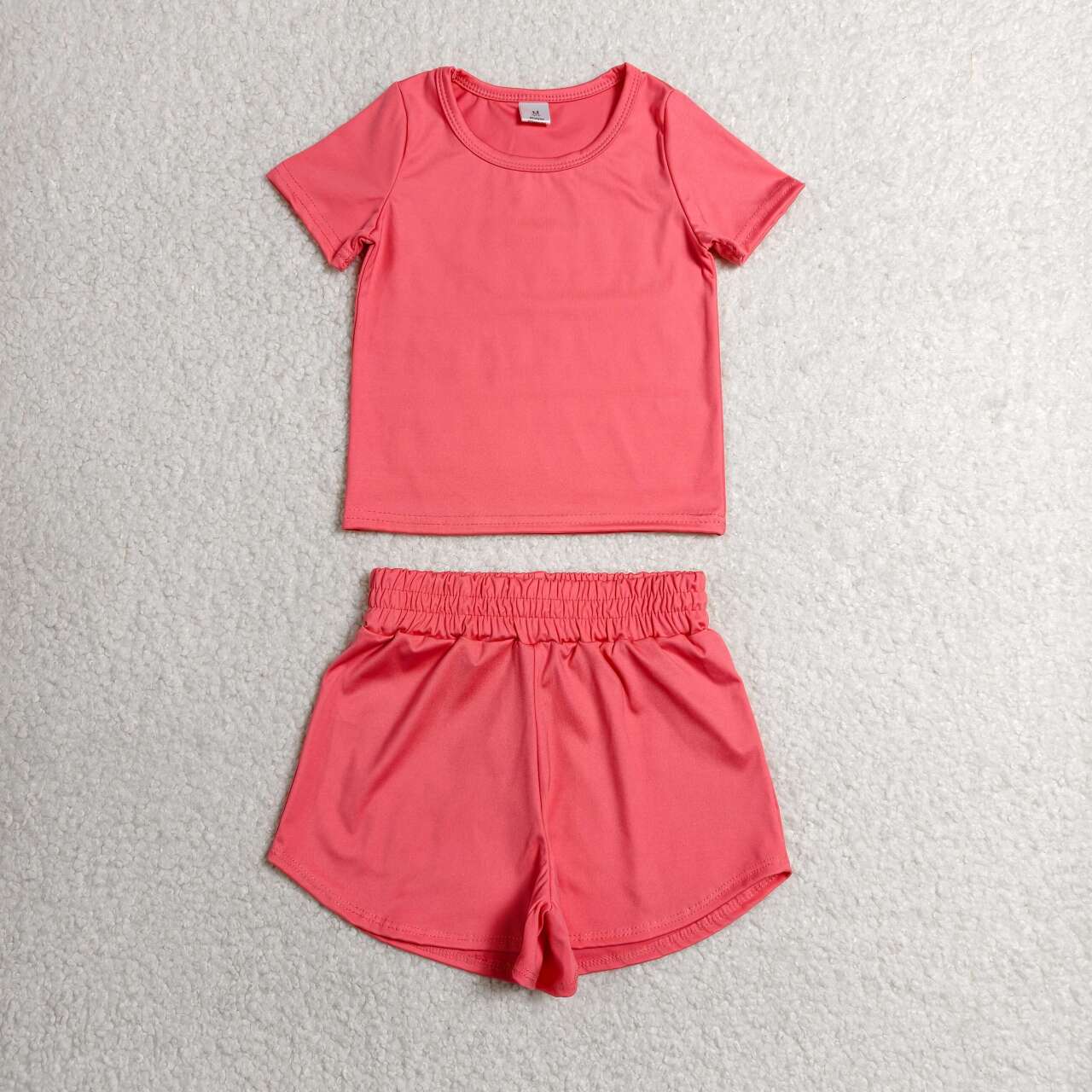 RTS NO MOQ Sibling yoga fabric cotton Baby Girls Cute Short Sleeve Tee Sport Shorts Two Piece Active Outfit