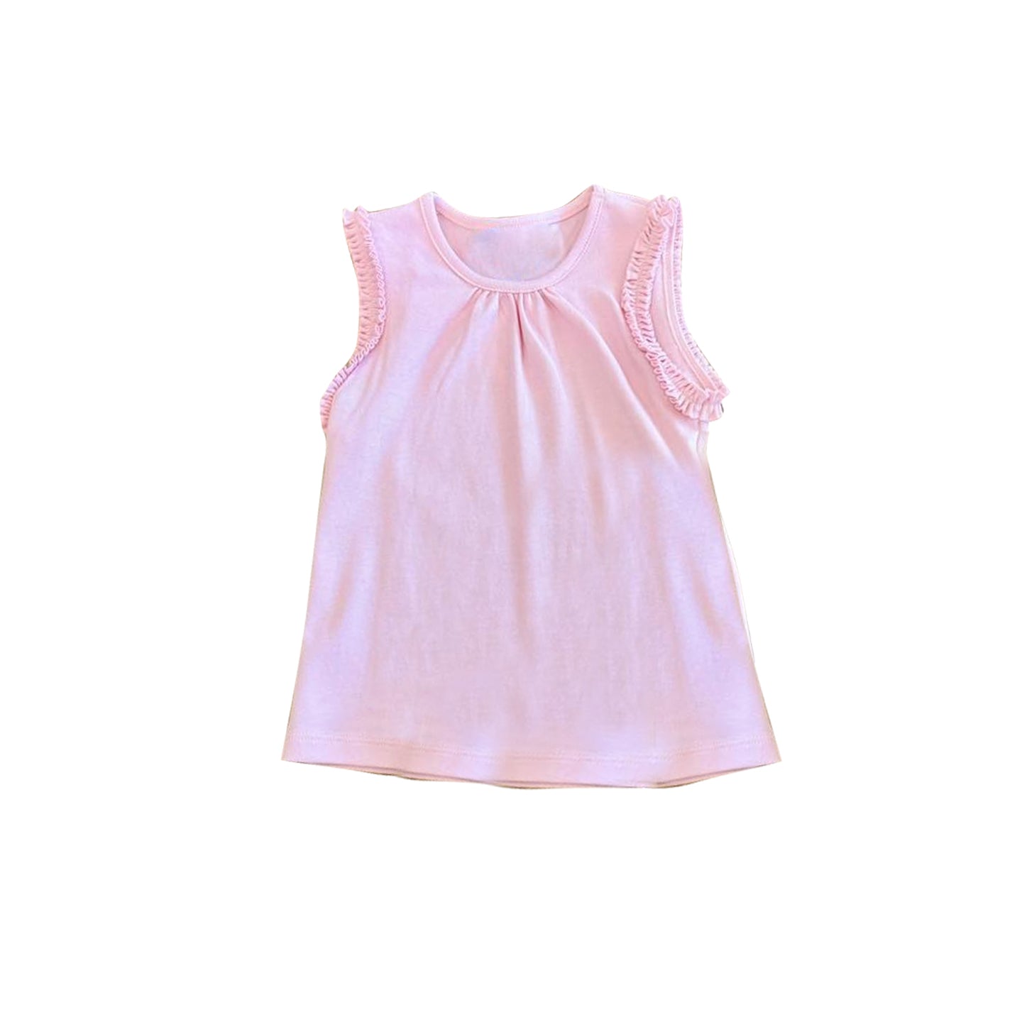 (Pre Order) No moq cotton Baby Girls Solid Plain Sleeveless Summer Casual Top