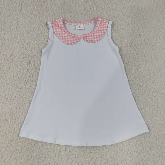 NEW RTS NO MOQ milk silk GT1706 Baby Boys Pink Check Print Collared Sleeveless T Shirt Casual Top