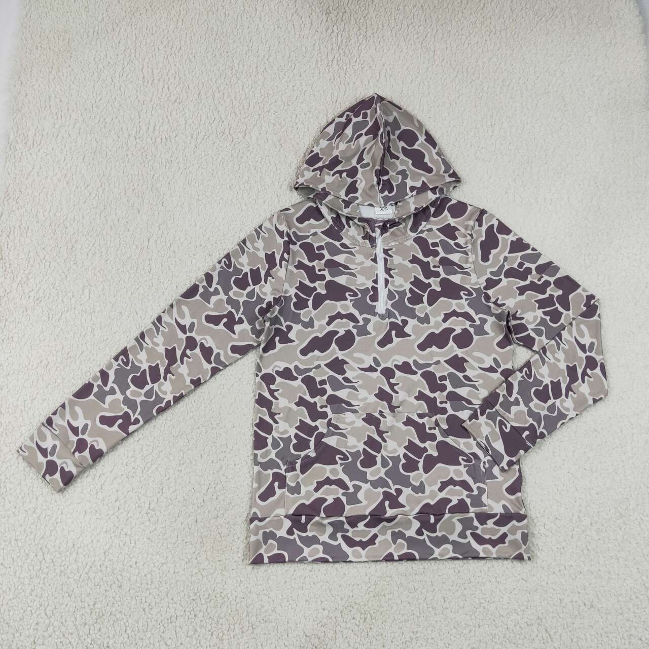 NEW RTS NO MOQ milk silk GT1707 Adult Women Camouflage Zip Up Hoodie Tops