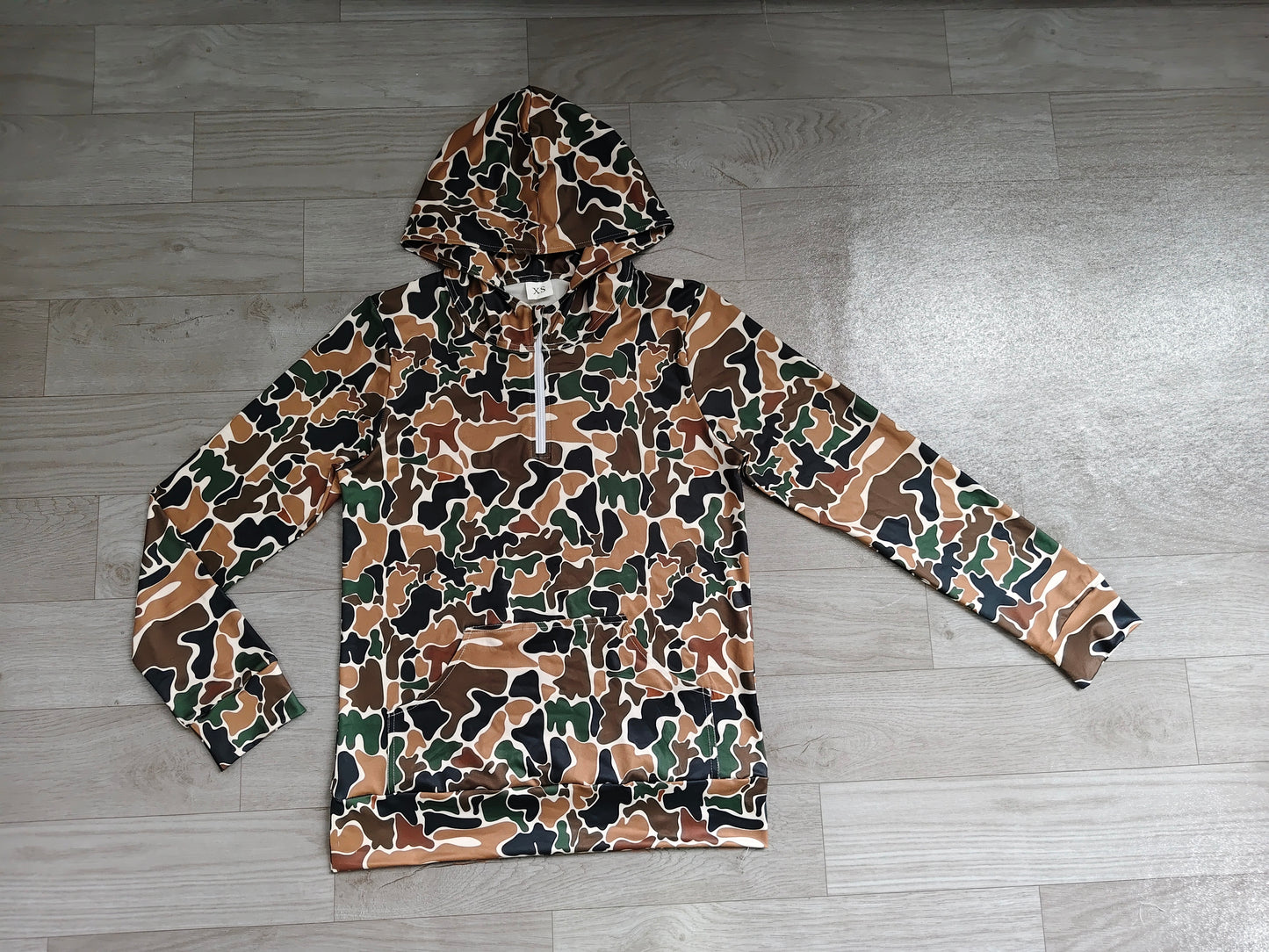 (Sample) No moq GT1710 Adult Women Camo Zip Pocket Hoodies Tops