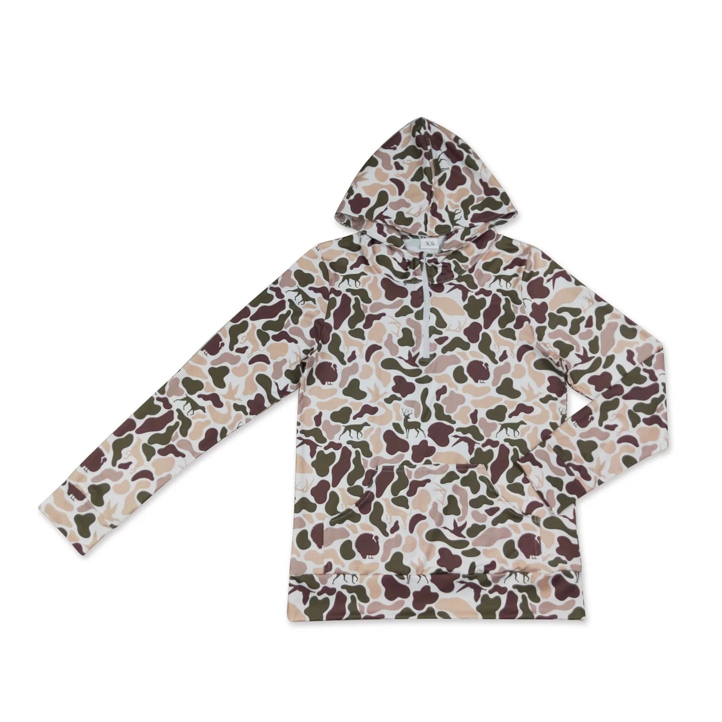 RTS NO MOQ milk silk Sibling Adult To Match Kids Long Sleeve Deer Ducks Dogs Camo Print Zip Pocket Hoodies Tops Casual Fall Winter Tops