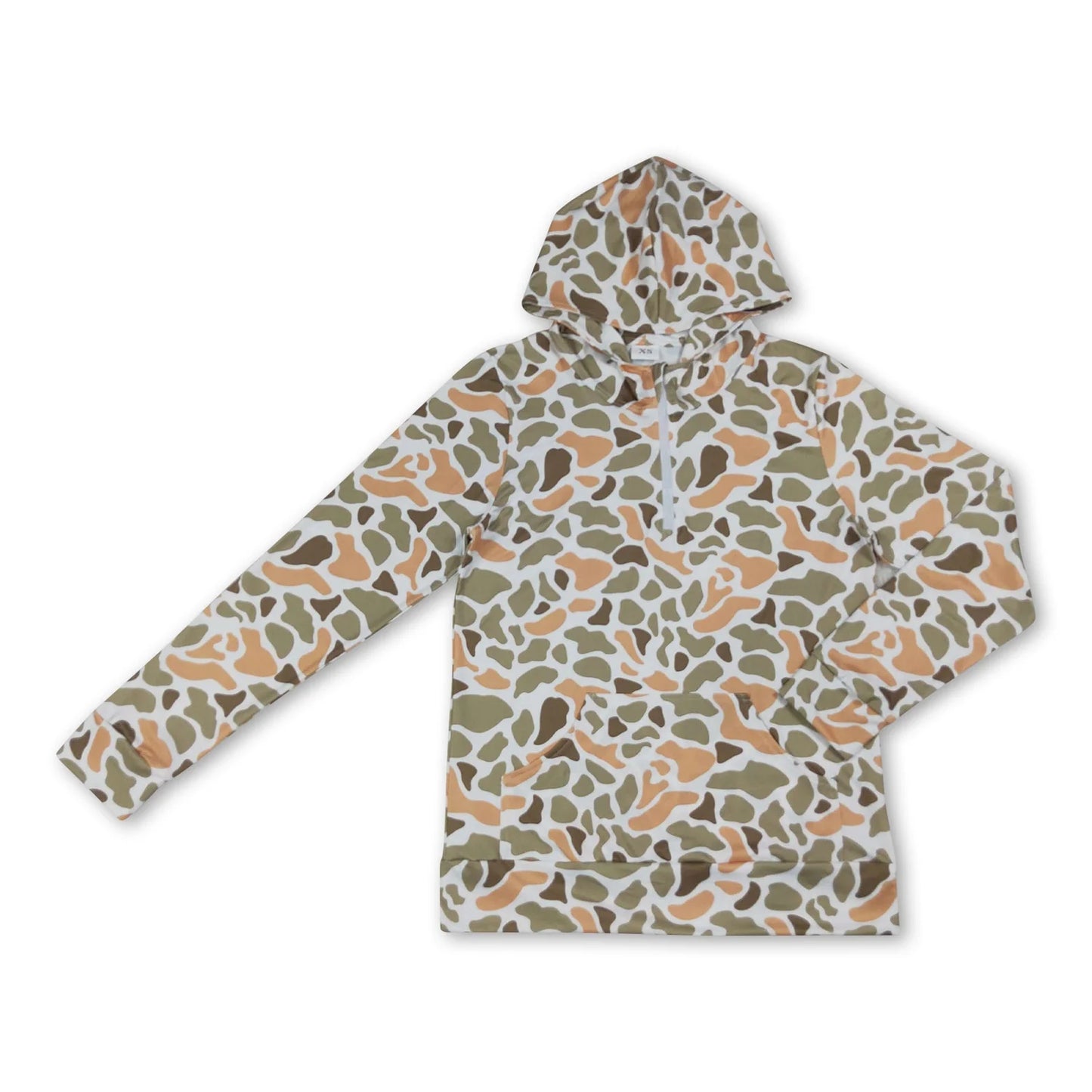 RTS NO MOQ milk silk Sibling Adult To Match Kids Long Sleeve Green Yellow Camo Print Zip Pocket Hoodies Tops Casual Tops
