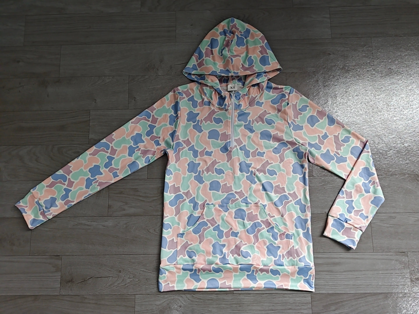 (Sample) No moq GT1714 Adult Women Camouflage Zip Up Hoodie Chest And Side Pocket  Long Sleeve Daily Tops