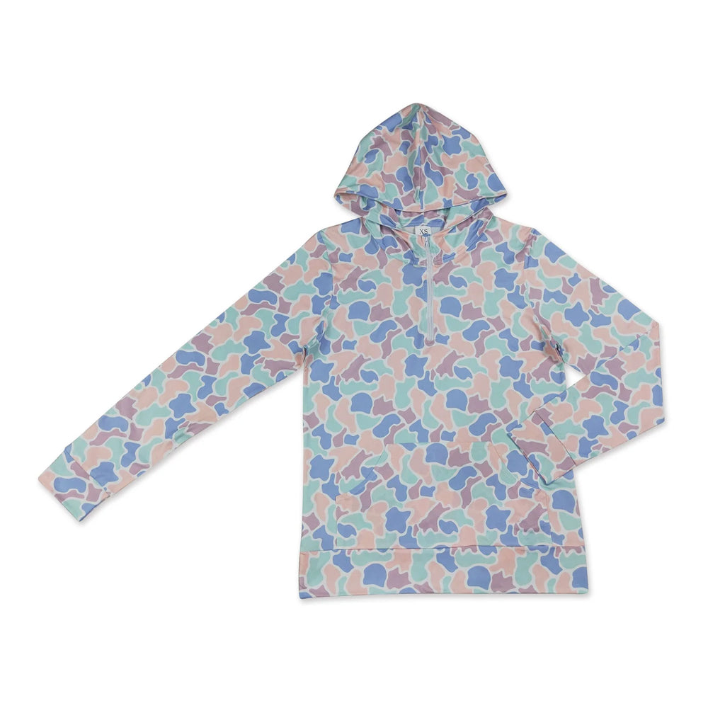 RTS NO MOQ Sibling milk silk Adult To Match Kids Camo Half Zip Hoodie Long Sleeve Pullover With Front Pocket