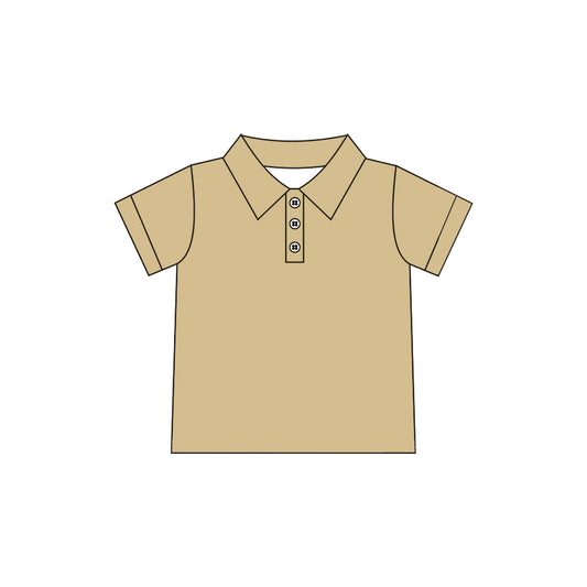 (Preorder new) No moq GT1726 Yoga Baby Girls Khaki Short Sleeve Button Polo Yoga Active T Shirt Top