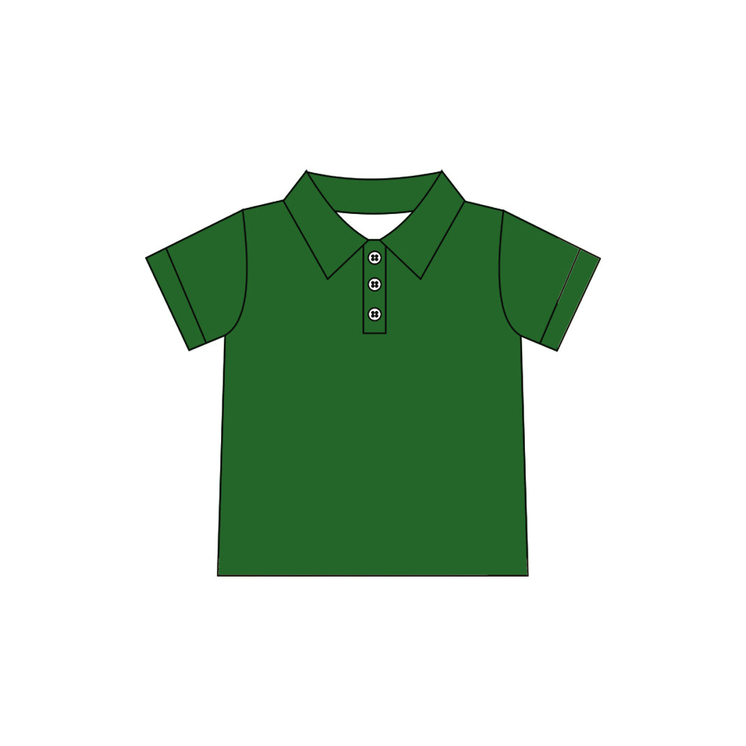 (Preorder new) No moq GT1727 Yoga Baby Girls Green Short Sleeve Button Polo Yoga Active T Shirt Top