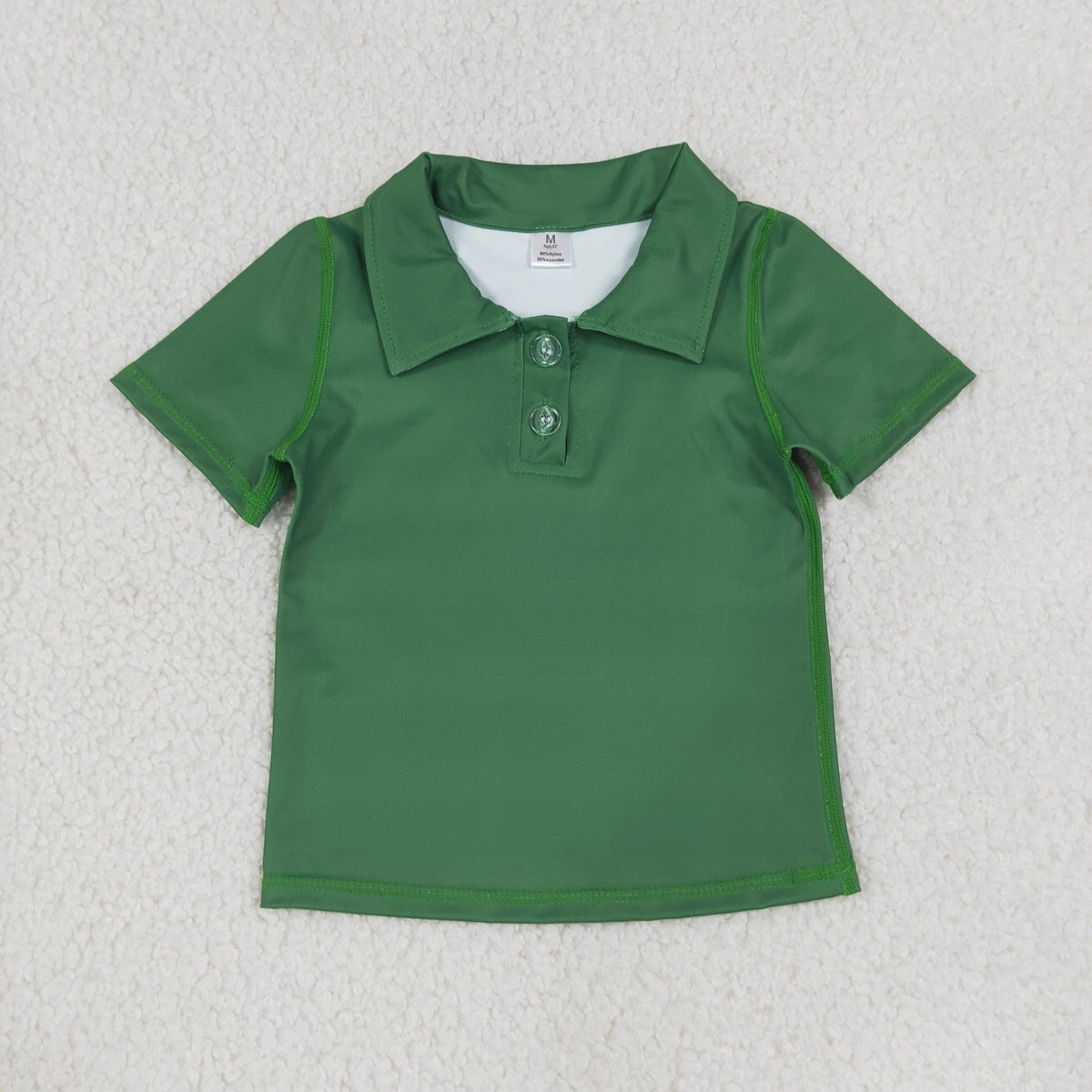 NEW RTS NO MOQ yoga fabric cotton GT1727 Yoga Baby Girls Green Short Sleeve Button Polo Yoga T Shirt Top