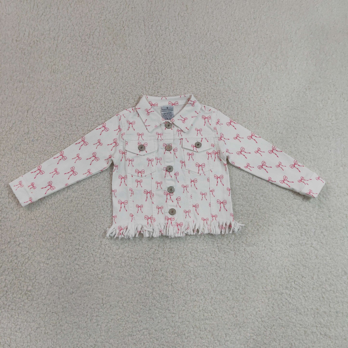 RTS NO MOQ milk silk GT1729 Baby Girls Pink Bows Long Sleeve Cardigan Jackets
