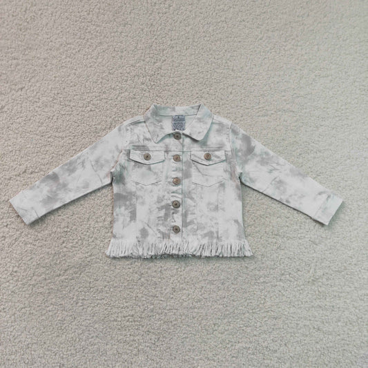 RTS NO MOQ Denim GT1752 Baby Girls Long Sleeve Button Down Denim Jacket With Pockets