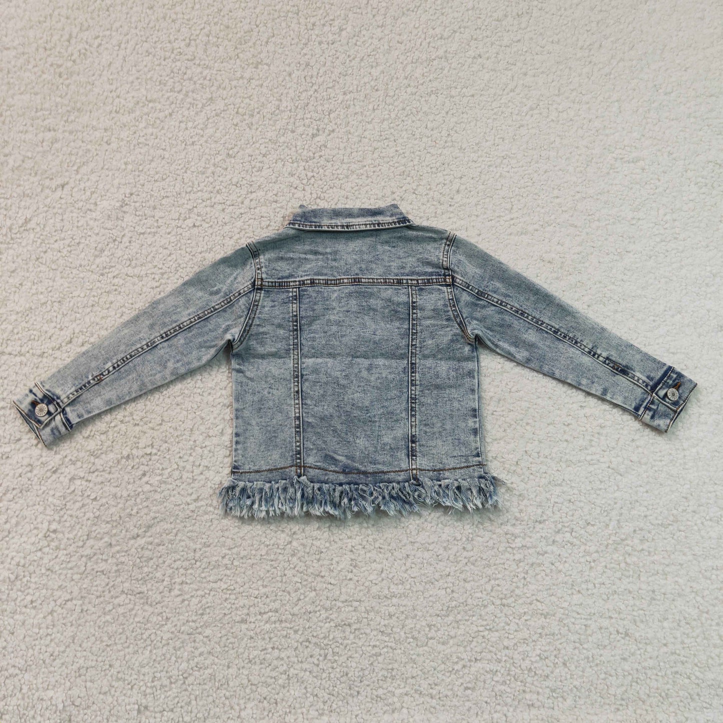 RTS NO MOQ  milk silk GT1753 Baby Girls Denim Long Sleeve Button Down Jacket Pocket Daily Wear Coat