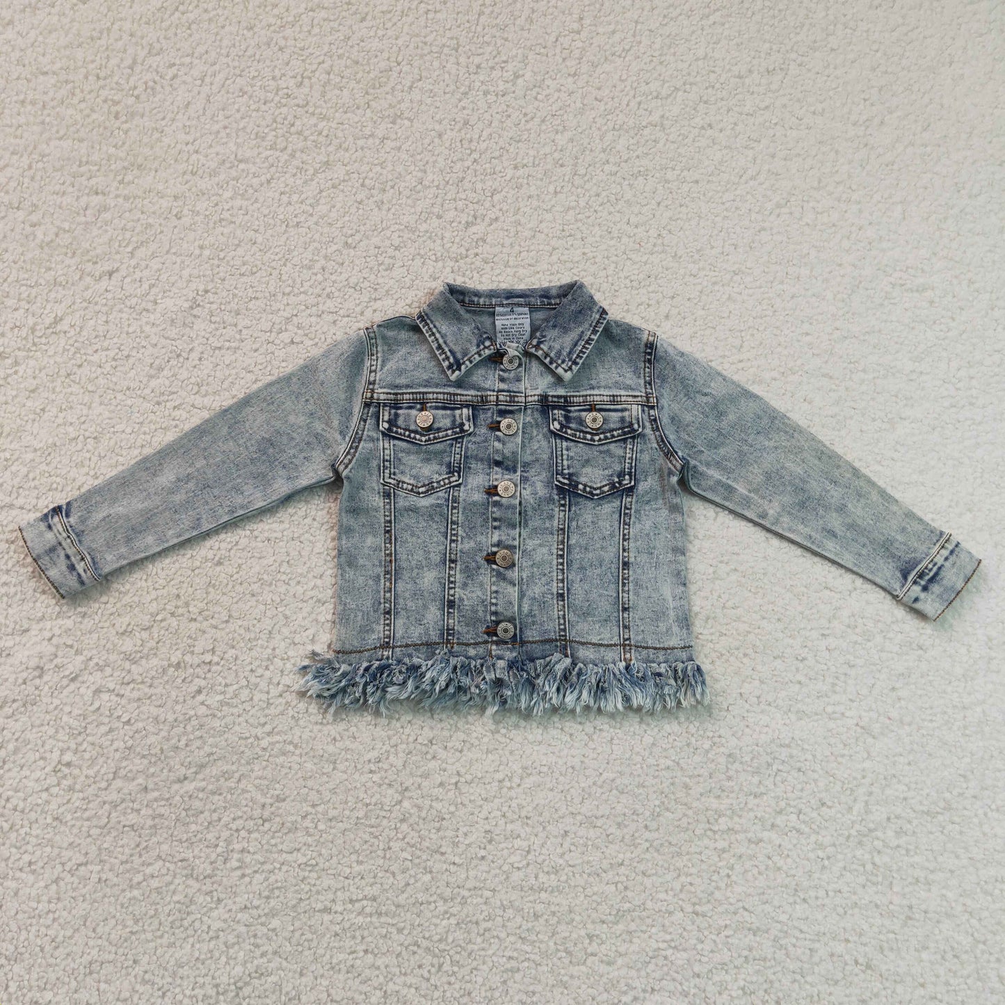 RTS NO MOQ  milk silk GT1753 Baby Girls Denim Long Sleeve Button Down Jacket Pocket Daily Wear Coat