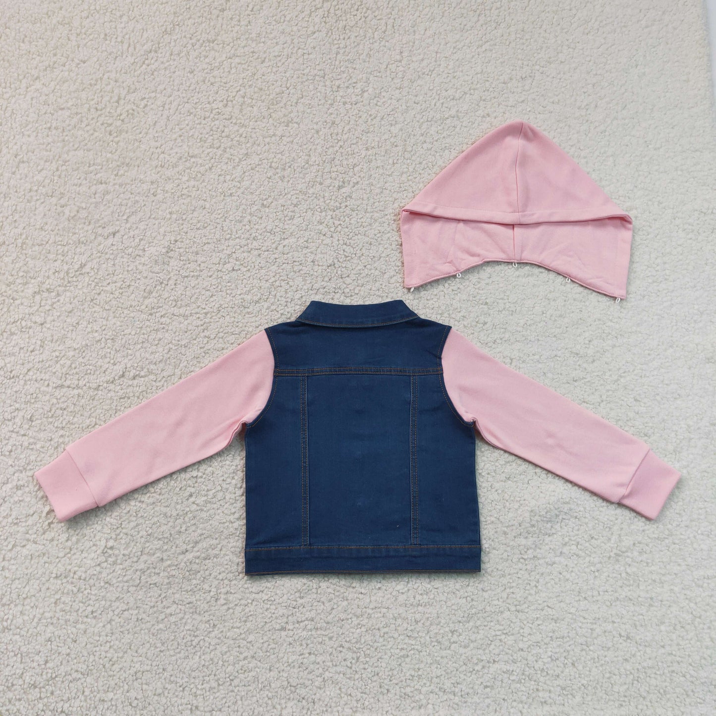RTS NO MOQ  milk silk GT1754 Baby Girls Long Sleeve Button Up Denim Jacket Two Front Pockets Outer Coat