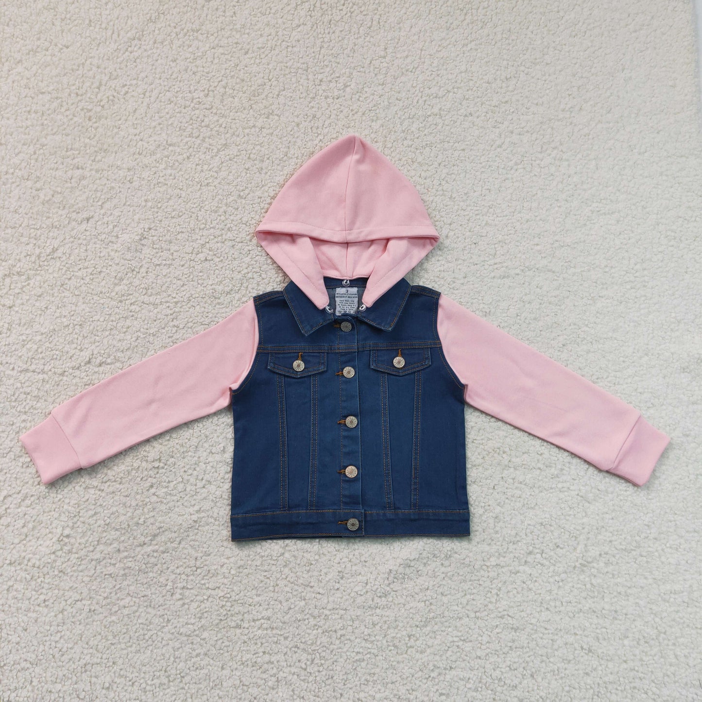 RTS NO MOQ  milk silk GT1754 Baby Girls Long Sleeve Button Up Denim Jacket Two Front Pockets Outer Coat
