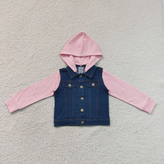 RTS NO MOQ Denim GT1754 Baby Girls Long Sleeve Button Up Denim Jacket Two Front Pockets Outer Coat