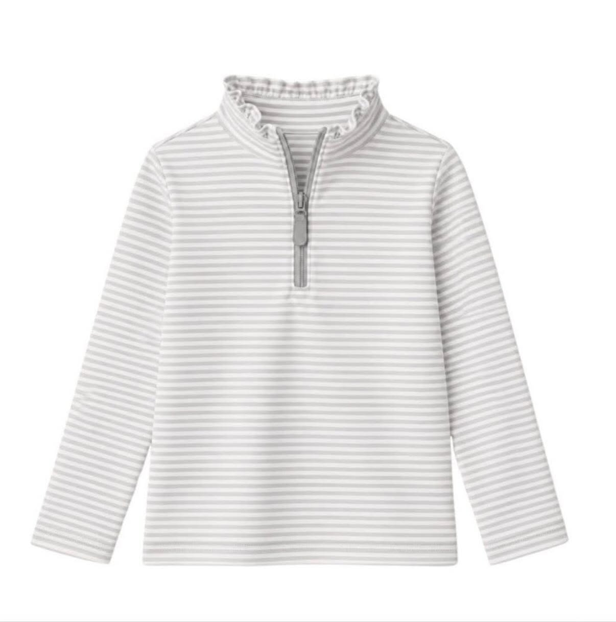 (Preorder new) No moq Baby Girls Striped Long Sleeve Zip Up Crew Neck Casual Top