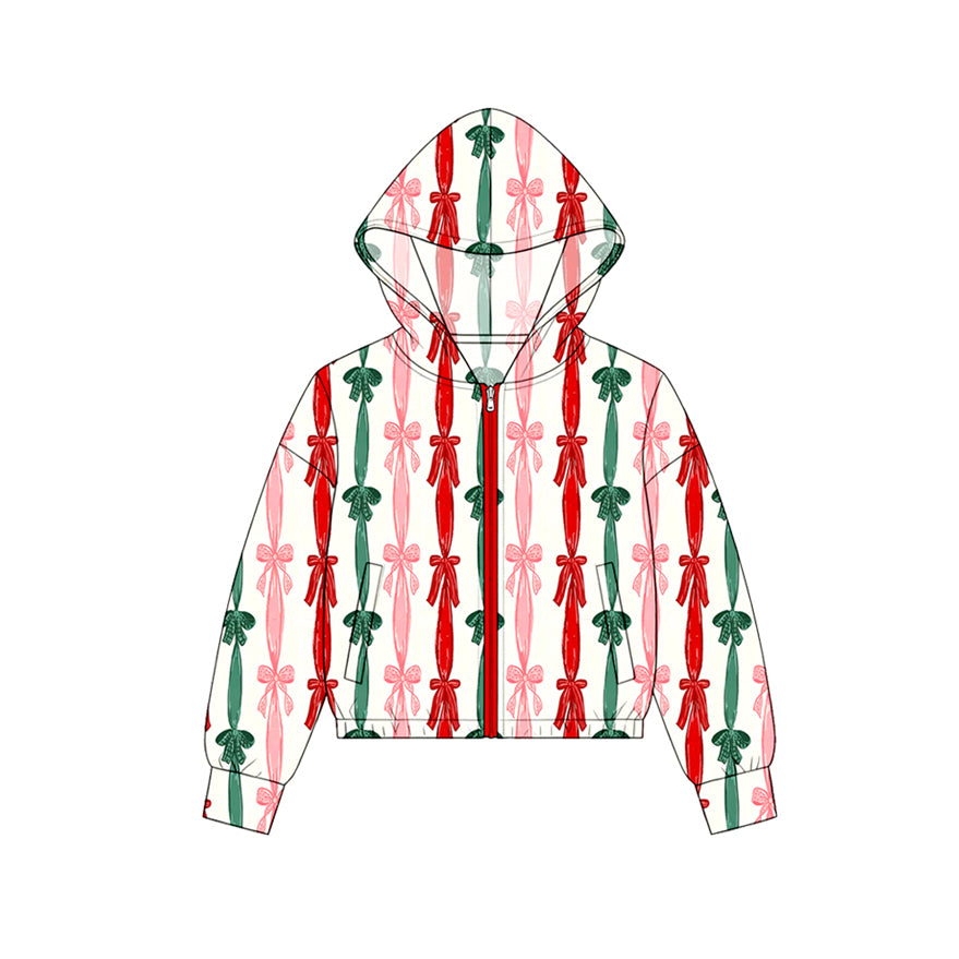 (Preorder new) No moq Baby Girls Christmas Long Sleeve Zipper Hoodie Top