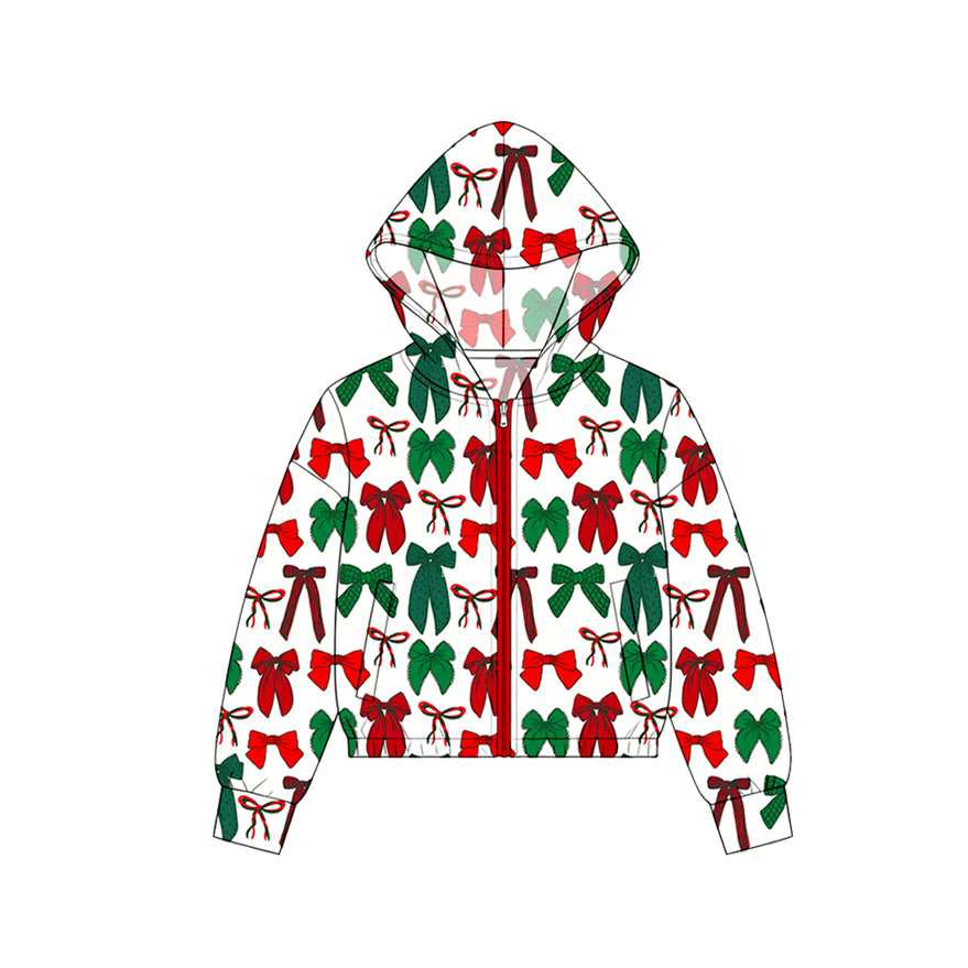(Preorder new) No moq Baby Girls Christmas Long Sleeve Zipper Hoodie Top