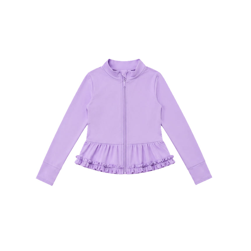 (Preorder new) No moq Yoga Baby Girls Solid Color Full Zip Long Sleeve Top Pants Yoga Active Outfit Set