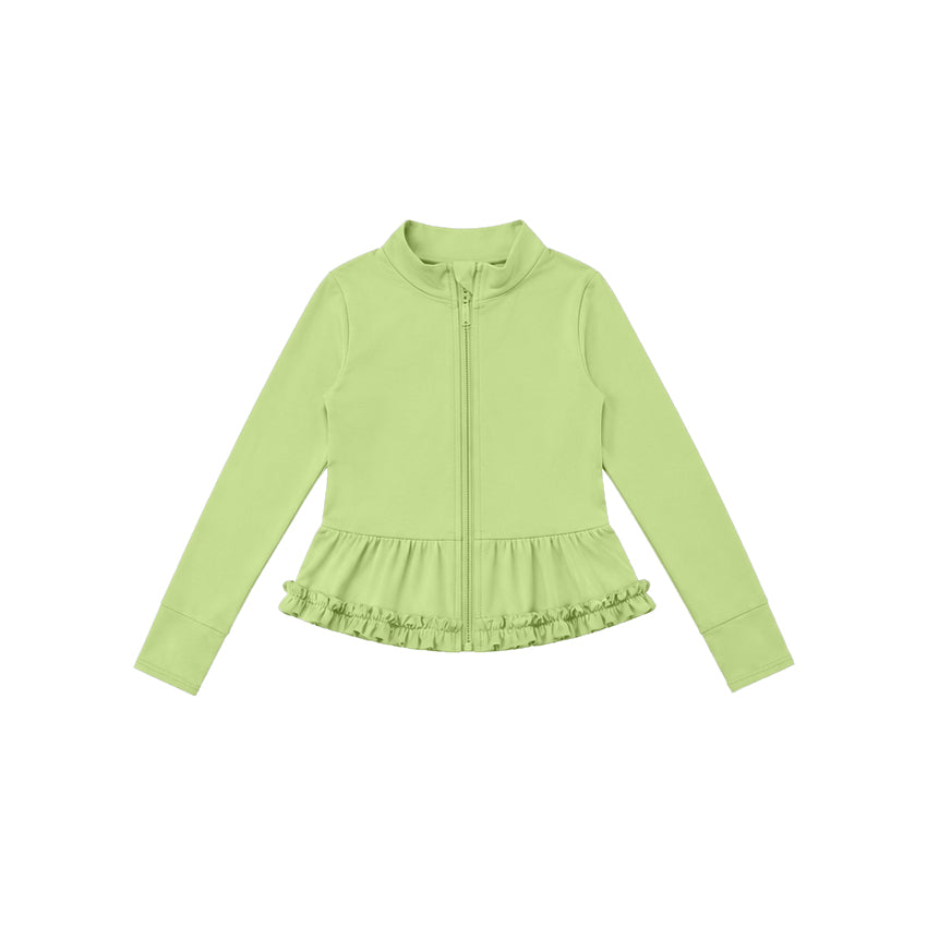 (Preorder new) No moq Yoga Baby Girls Solid Color Full Zip Long Sleeve Top Pants Yoga Active Outfit Set