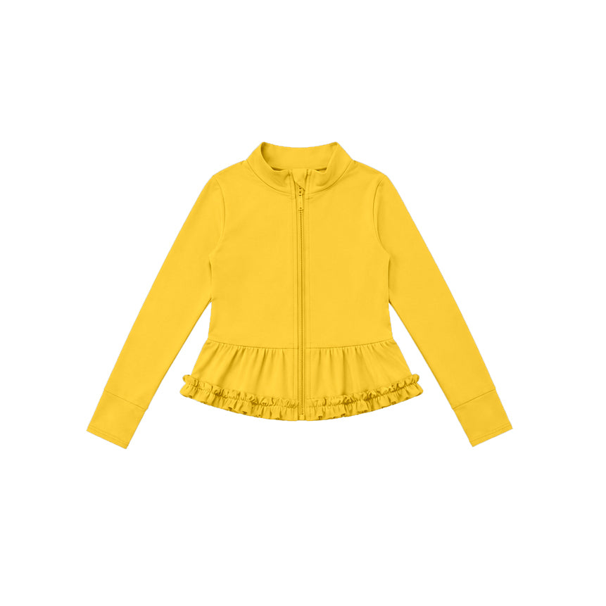 (Preorder new) No moq Yoga Baby Girls Solid Color Full Zip Long Sleeve Top Pants Yoga Active Outfit Set