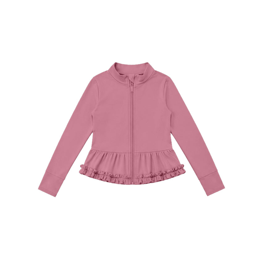 (Preorder new) No moq Yoga Baby Girls Solid Color Full Zip Long Sleeve Top Pants Yoga Active Outfit Set
