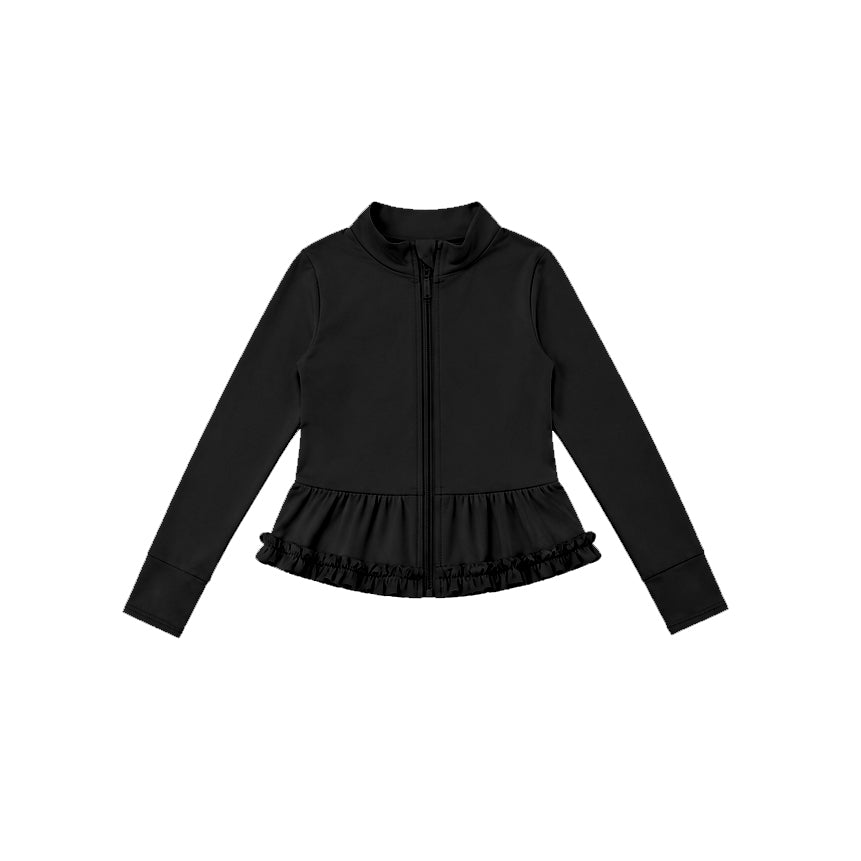 (Preorder new) No moq Yoga Baby Girls Solid Color Full Zip Long Sleeve Top Pants Yoga Active Outfit Set