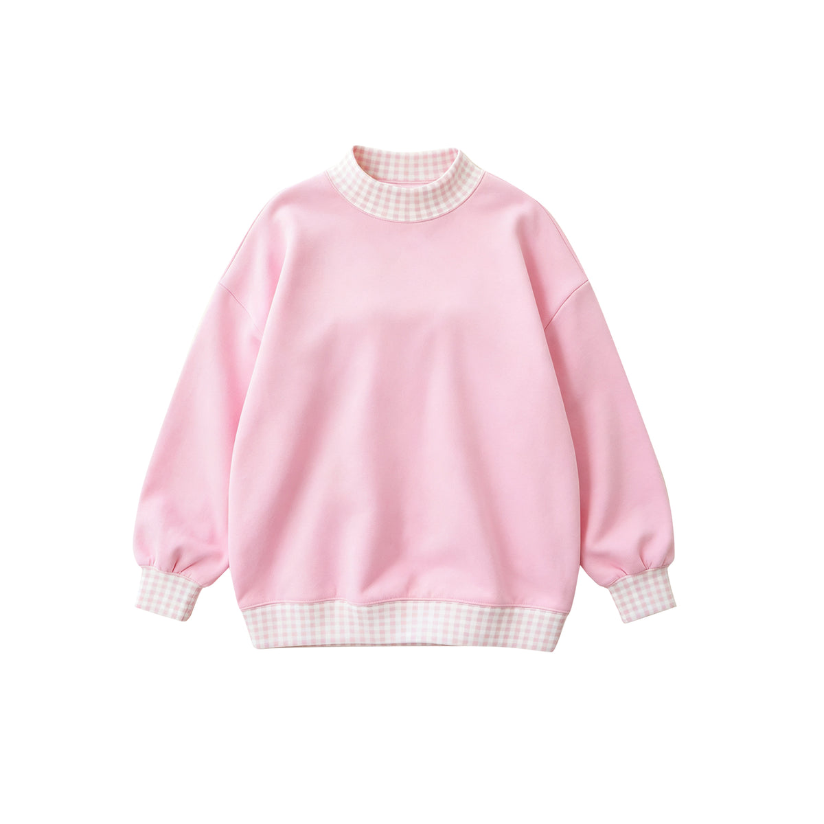 (Preorder new) No moq GT1794 Sweatshirt Material Adult Women Pink Sweater Gingham Tee Shirts Tops Casual Daily Wear Top