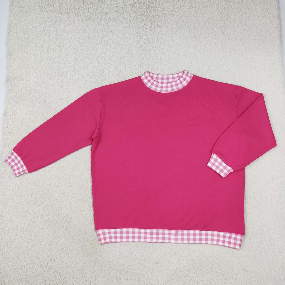 RTS NO MOQ Sibling milk silk Adult Women Long Sleeve Sweater Gingham Tee Shirts Tops