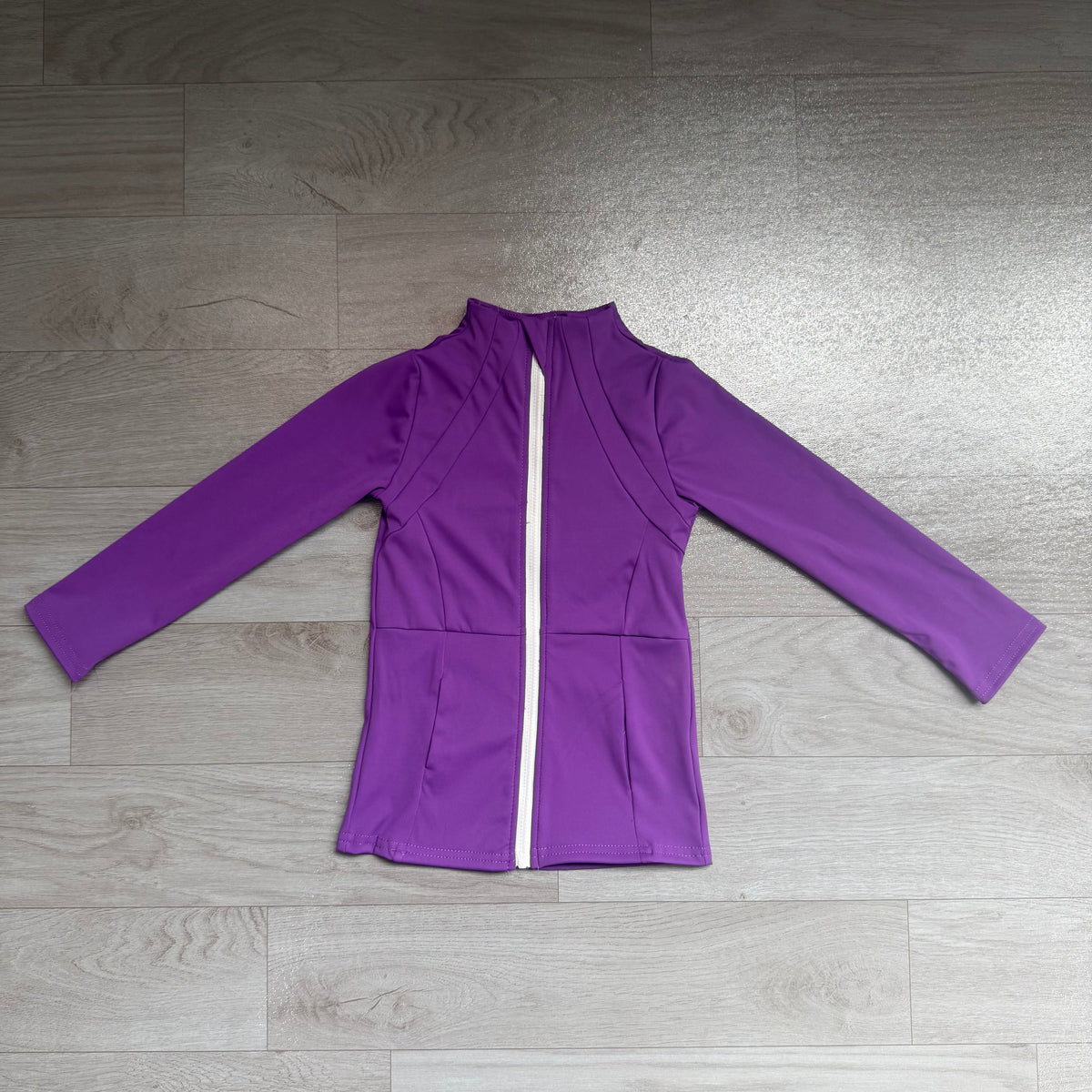 (Sample) No moq yoga fabric cotton GT1803 Yoga Toddler Girls Purple Zip  Long Sleeve Top Yoga Clothes