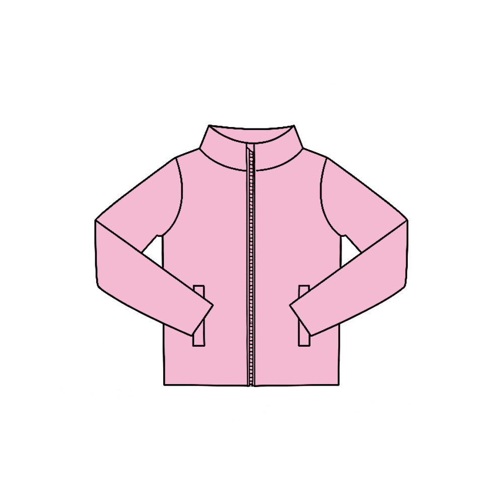 (Preorder new) No moq Baby Girls Solid Long Sleeve Zip Pocket Yoga Active Jacket Top