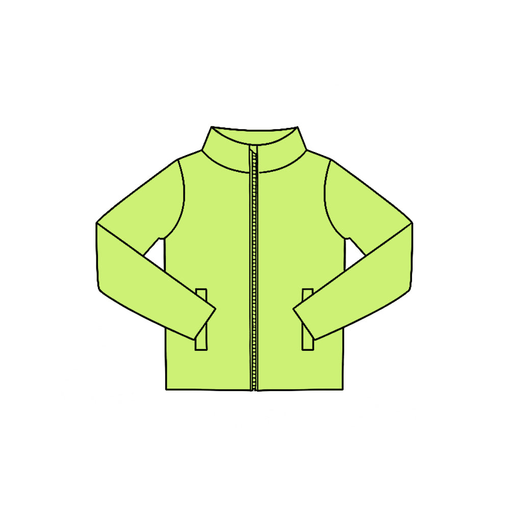 (Preorder new) No moq Baby Girls Solid Long Sleeve Zip Pocket Yoga Active Jacket Top
