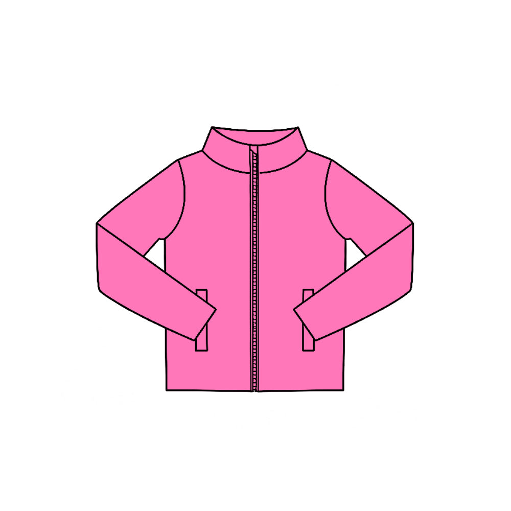 (Preorder new) No moq Baby Girls Solid Long Sleeve Zip Pocket Yoga Active Jacket Top