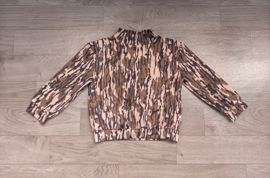 (Sample) No moq yoga fabric GT1810 Yoga High Neck Baby Girls Camouflage Print Long Sleeve Yoga Active T Shirt Top