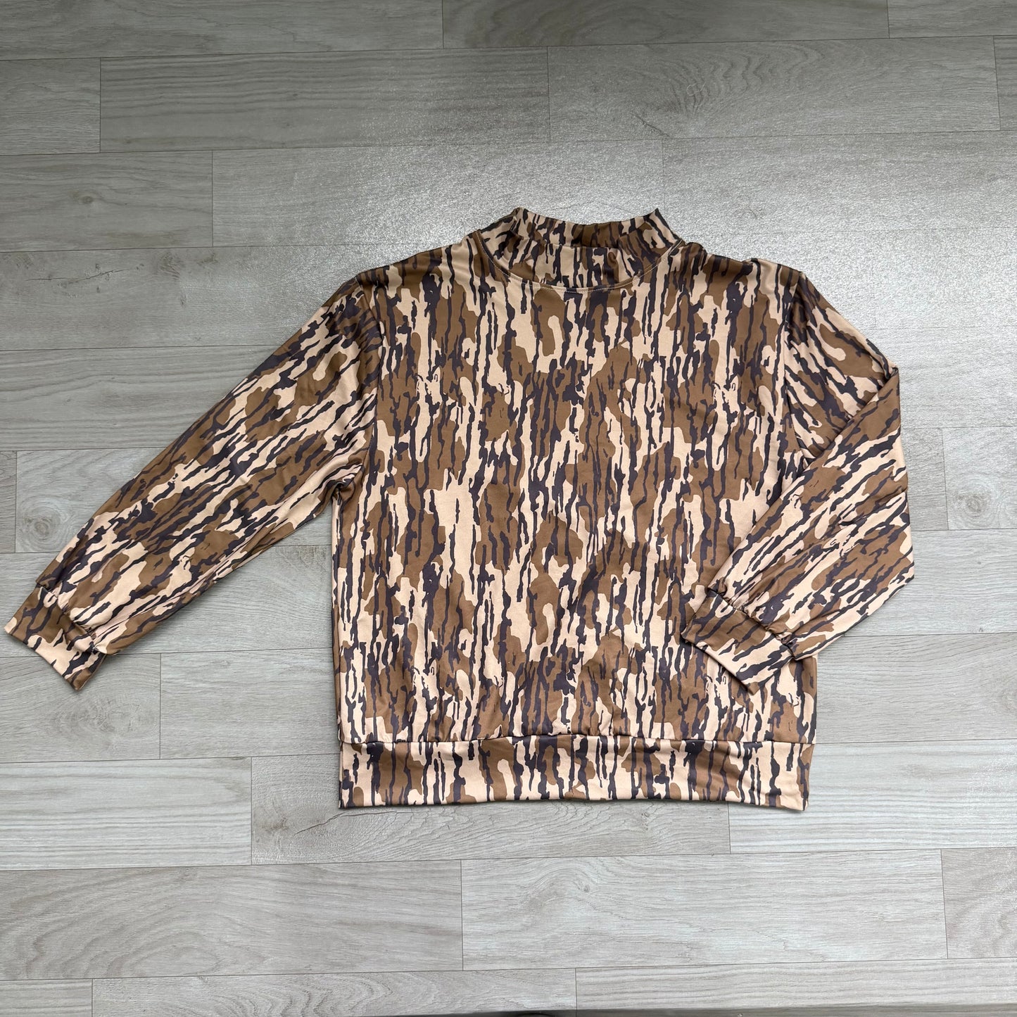 (Sample) No moq yoga fabric GT1815 Yoga Adult Women Camo Yoga High Neck Long Sleeve Tee Shirts Top Casual Daily Wear Top
