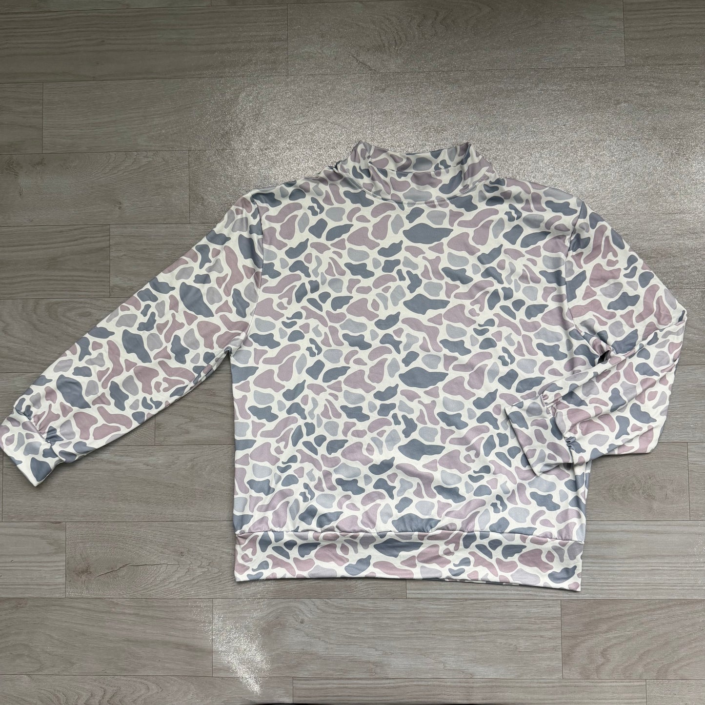 (Sample) No moq yoga fabric GT1816 Yoga Adult Women Light Grey Camo Yoga High Neck Long Sleeve Tee Shirts Top Casual Daily Wear Top