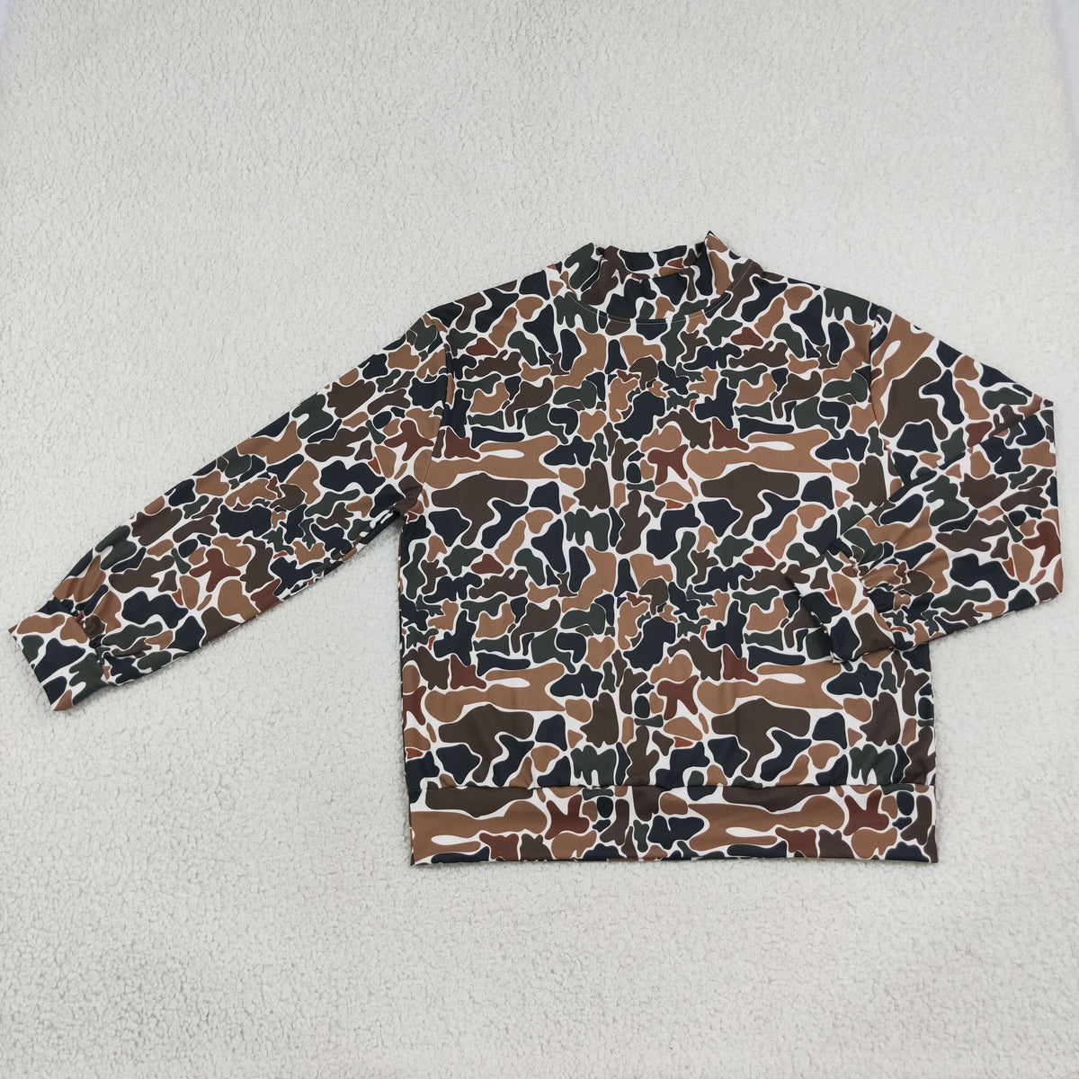 NEW RTS NO MOQ yoga fabric GT1817 Yoga Adult Women High Neck Dark Brown Camo Yoga Long Sleeve T‑shirts Top