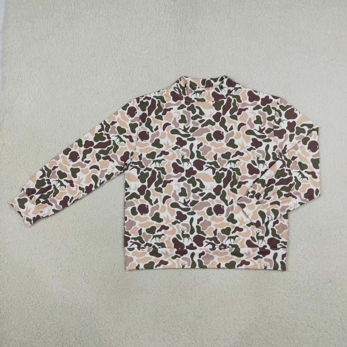 NEW RTS NO MOQ yoga fabric GT1818 Yoga Adult Women High Neck Deer Dogs Ducks Camo Yoga Casual Long Sleeve T‑shirts Top