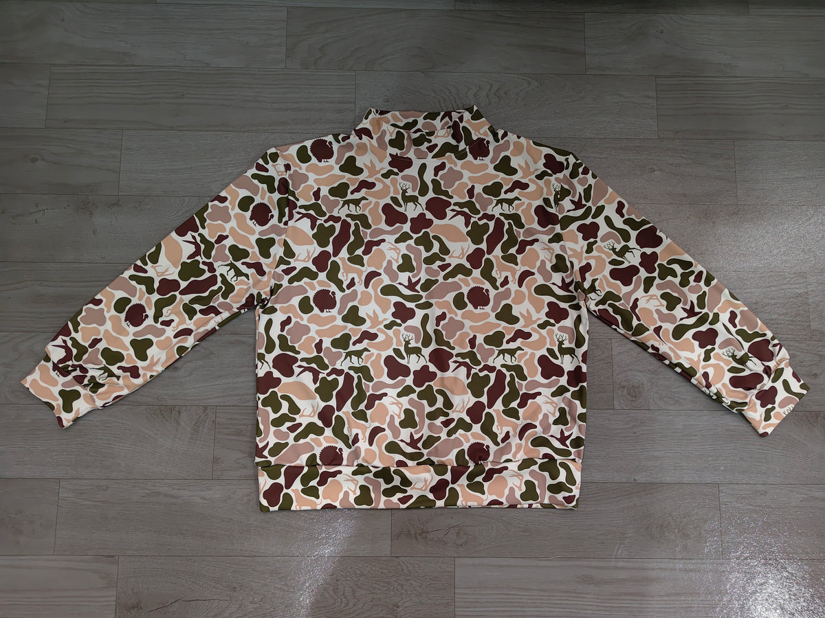 (Sample) No moq yoga fabric GT1818 Yoga Adult Women High Neck Deer Dogs Ducks Camo Yoga Active Long Sleeve T‑shirts Top