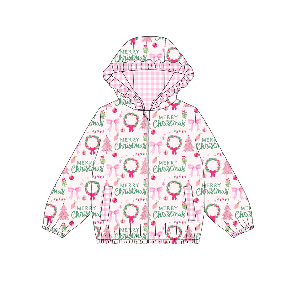 (Preorder new) No moq Baby girl Christmas Tree Kids Pajama Set Cute Zipper romper blanket
