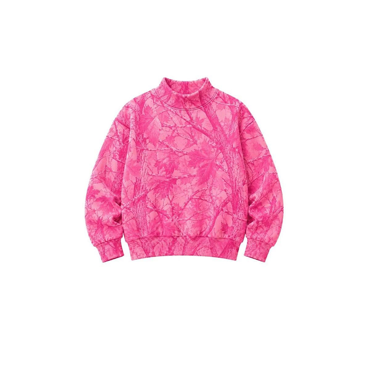 (Preorder new) No moq milk silk adult  Bright Pink Maple Camo Print Sweatshirt Wide‑Leg Pants Shorts  Baby Bubble Romper