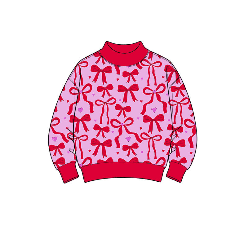 (Preorder new) No moq Baby Girls Long Sleeve Checked Bows Hearts Valentines T-shirts Top