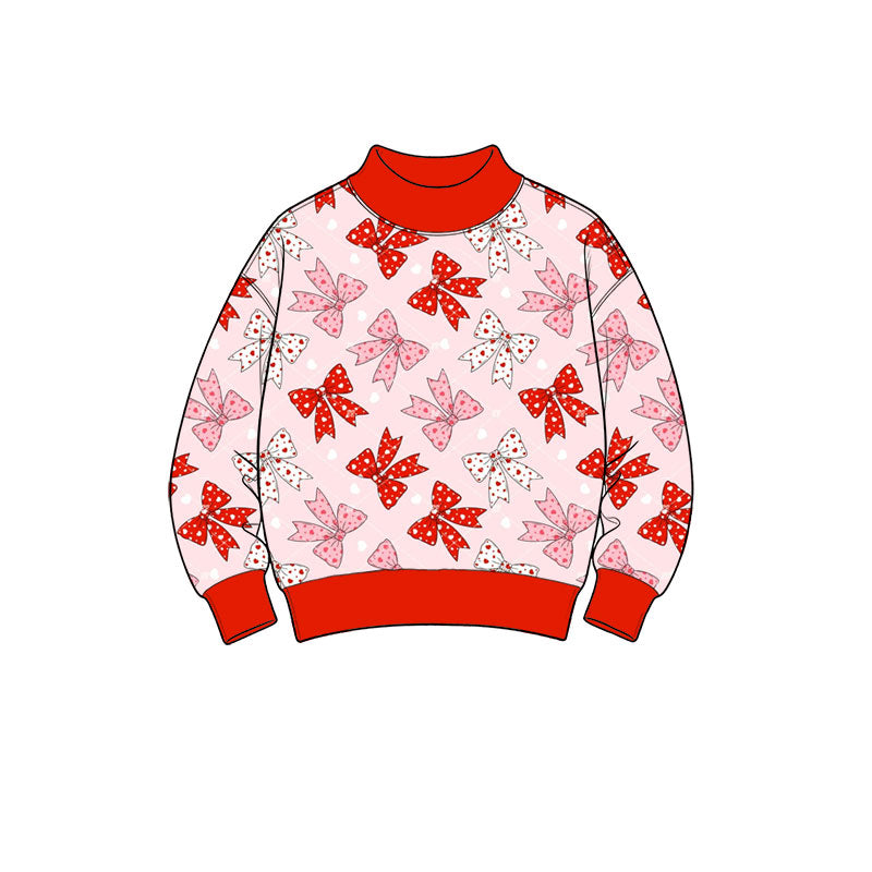 (Preorder new) No moq Baby Girls Long Sleeve Checked Bows Hearts Valentines T-shirts Top